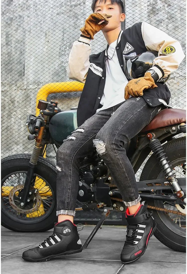 2026 New Motorcycle Boots Men Leather Motos Breathable Anti Slip Wear-resistant Riders Boots Motorbike Racing Ankle Length Shoes