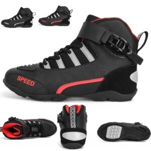 New Men Leather Motorcycle Boots Breathable Anti Slip Wear Resistant Ankle Length Motorbike Racing Outdoor Street Riding Shoes