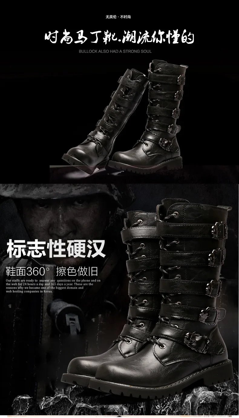 Trendy Long Boots Winter Plush Warm Boots Men's British Leather Shoes Motorcycle Riding Boots botas moto Trendy Long Boots Winter Plush Warm Boots Men's British Leather Shoes Motorcycle Riding Boots botas moto