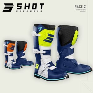 SHOT Race2 Kids & Youth Off-Road Boots, CE-Certified Impact Protection Ergonomic Comfort Fit for Motocross Trail Track Riding