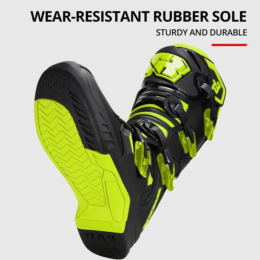 Leather Motocross Boots Moto Riding Long Boot Men's Motorcyclist Boots Reflective Motorcycle Shoes Shoes Anti-slip