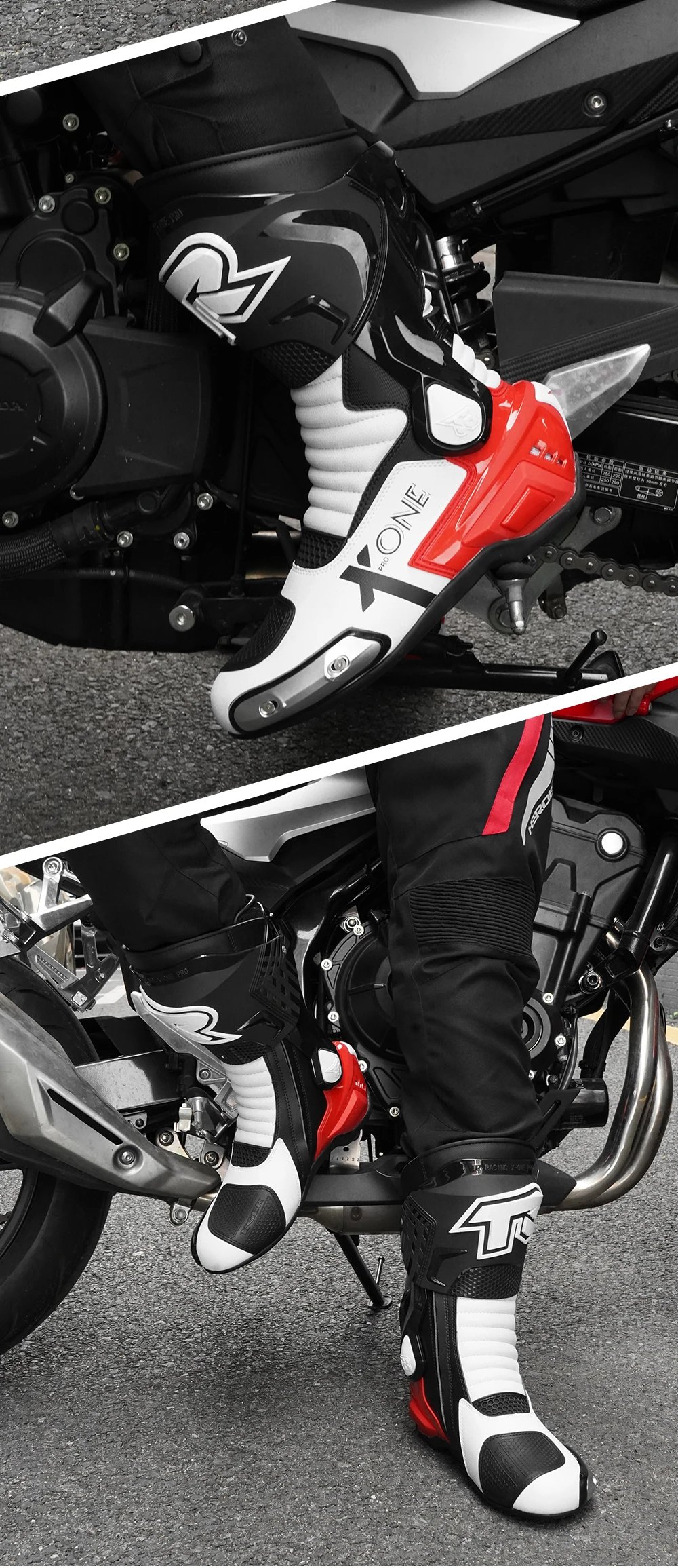 Leather Motocross Boots Moto Riding Long Boot Men's Motorcyclist Boots Reflective Motorcycle Shoes Shoes Anti-slip