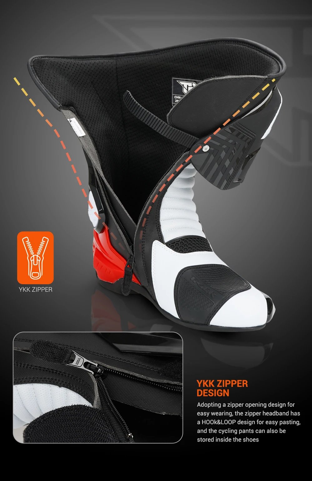 Leather Motocross Boots Moto Riding Long Boot Men's Motorcyclist Boots Reflective Motorcycle Shoes Shoes Anti-slip