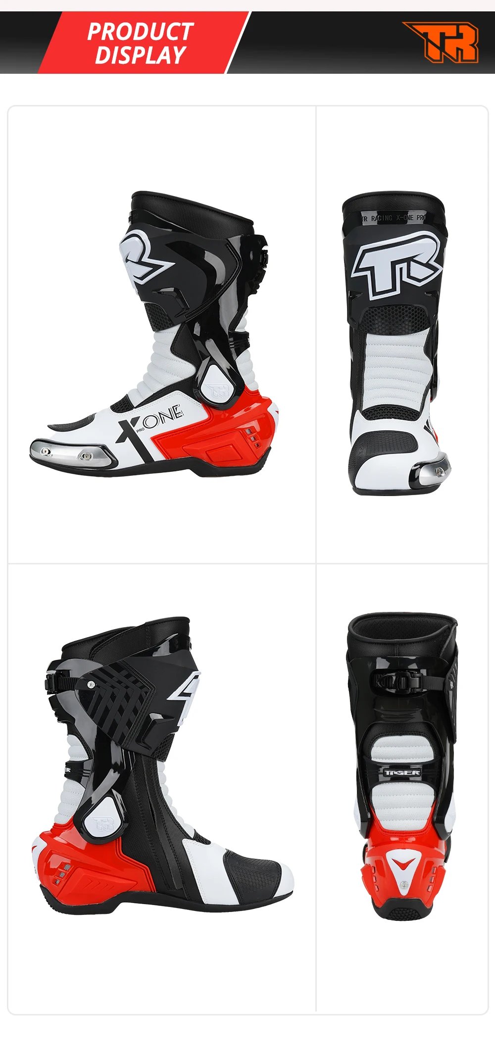 Leather Motocross Boots Moto Riding Long Boot Men's Motorcyclist Boots Reflective Motorcycle Shoes Shoes Anti-slip