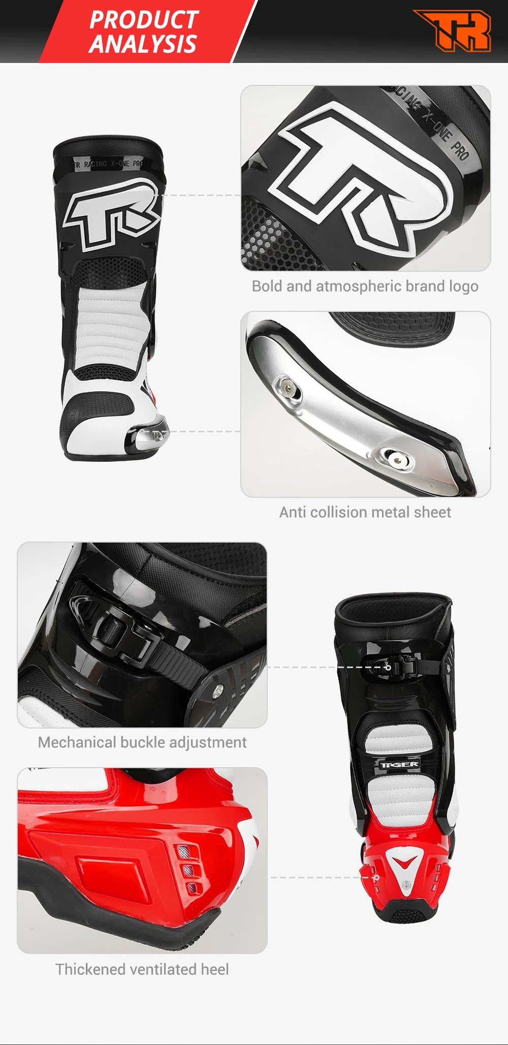 Leather Motocross Boots Moto Riding Long Boot Men's Motorcyclist Boots Reflective Motorcycle Shoes Shoes Anti-slip