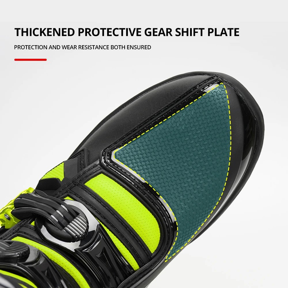 Leather Motocross Boots Moto Riding Long Boot Men's Motorcyclist Boots Reflective Motorcycle Shoes Shoes Anti-slip