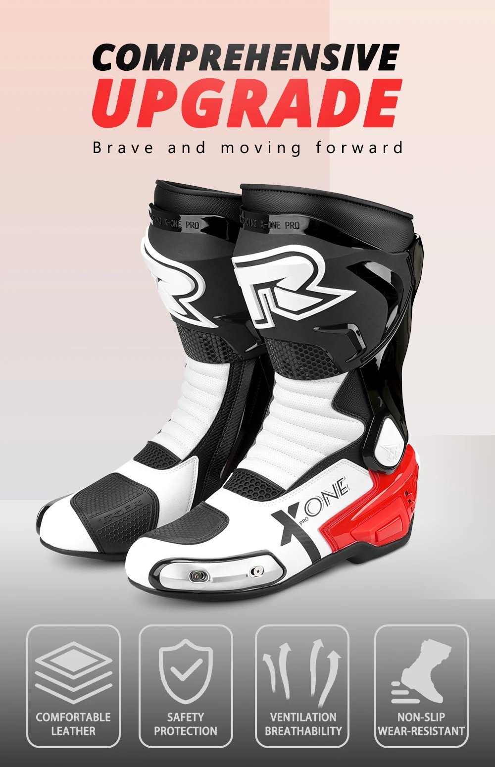 Leather Motocross Boots Moto Riding Long Boot Men's Motorcyclist Boots Reflective Motorcycle Shoes Shoes Anti-slip