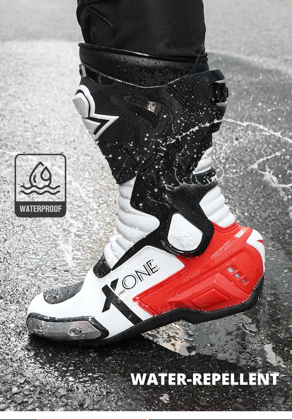 Leather Motocross Boots Moto Riding Long Boot Men's Motorcyclist Boots Reflective Motorcycle Shoes Shoes Anti-slip