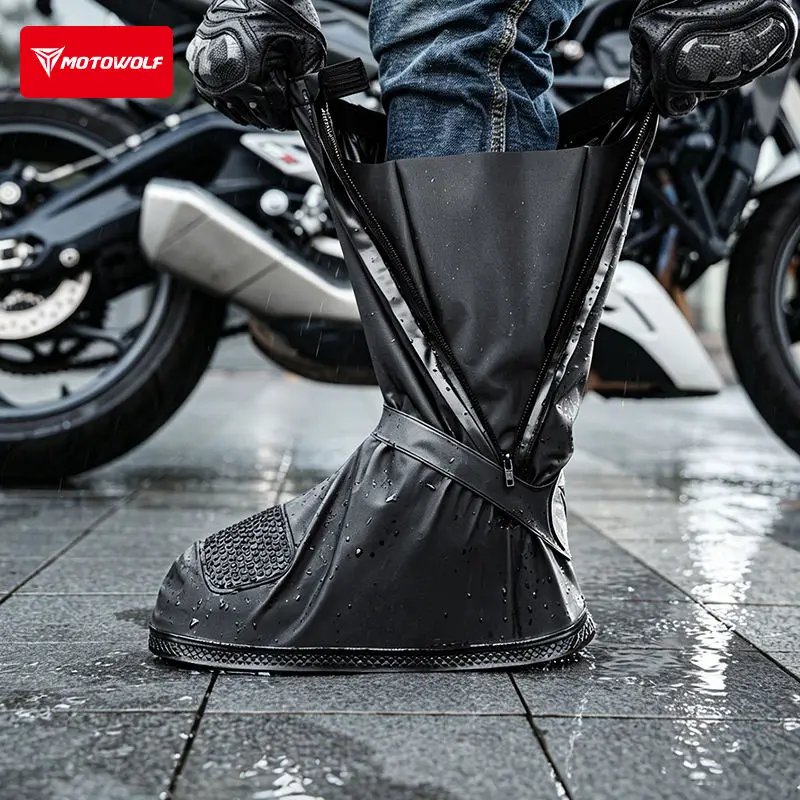 Motorcycle High Tube Rain Boots Waterproof Reflective Non-Slip Footwear Motorbike Cycling Bike Reusable Protection Accessories
