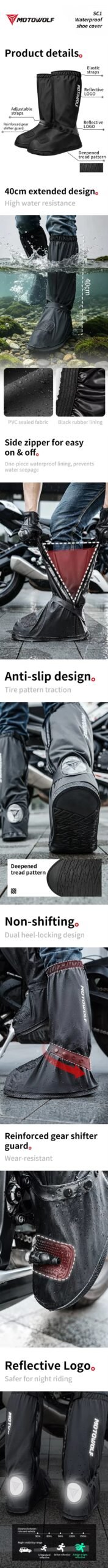 Motorcycle High Tube Rain Boots Waterproof Reflective Non-Slip Footwear Motorbike Cycling Bike Reusable Protection Accessories Motorcycle High Tube Rain Boots Waterproof Reflective Non-Slip Footwear Motorbike Cycling Bike Reusable Protection Accessories