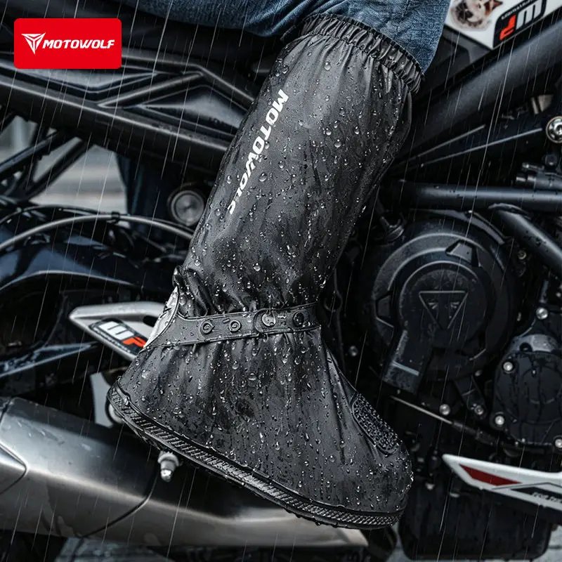 Motorcycle High Tube Rain Boots Waterproof Reflective Non-Slip Footwear Motorbike Cycling Bike Reusable Protection Accessories