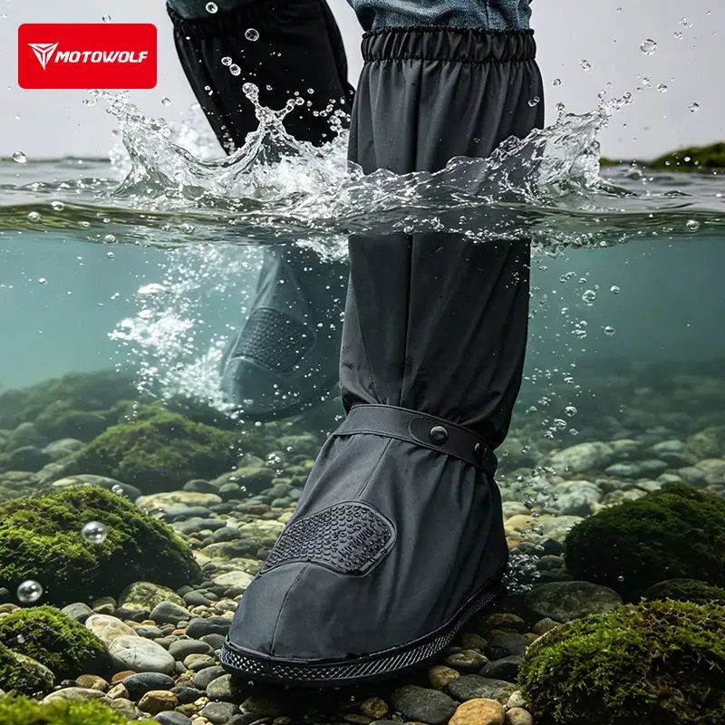 Motorcycle High Tube Rain Boots Waterproof Reflective Non-Slip Footwear Motorbike Cycling Bike Reusable Protection Accessories