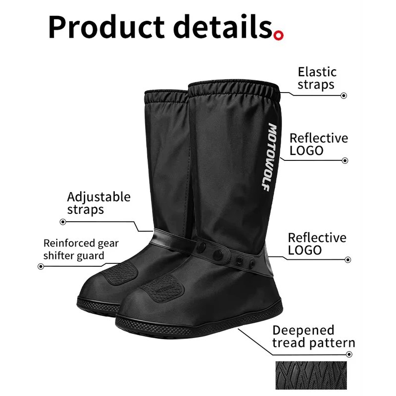 Motorcycle High Tube Rain Boots Waterproof Reflective Non-Slip Footwear Motorbike Cycling Bike Reusable Protection Accessories