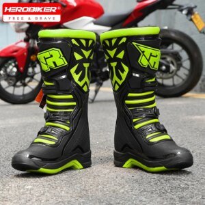 Professional Leather Anti-fall Items Anti-slip High Top Motocross Rally Rider Shoes Waterproof Men Motorcycle Boots