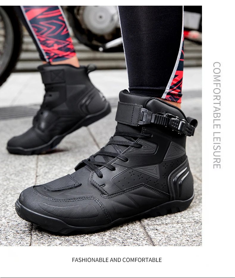 Men's Motorcycle Boots Breathable Leather Motorbike Shoes Men Anti-fall Motocross Riding Shoes Waterproof Anti-slip Motos Boot Men's Motorcycle Boots Breathable Leather Motorbike Shoes Men Anti-fall Motocross Riding Shoes Waterproof Anti-slip Motos Boot