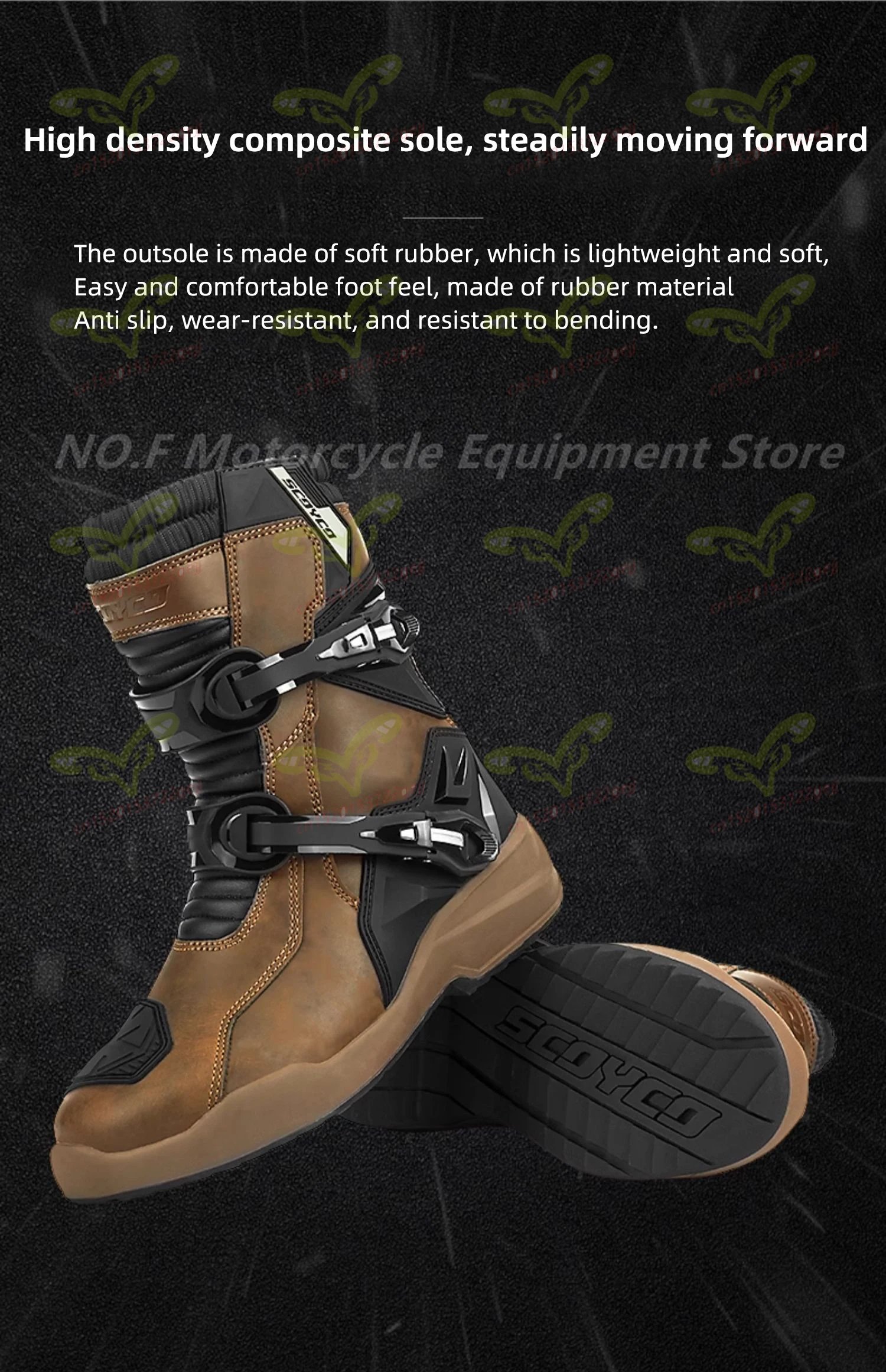 SCOYCO Men's Motorcycle Protective Boots Waterproof Motocross Shoes TPU Leather Anti-slip High Top Boots for Rally Riding