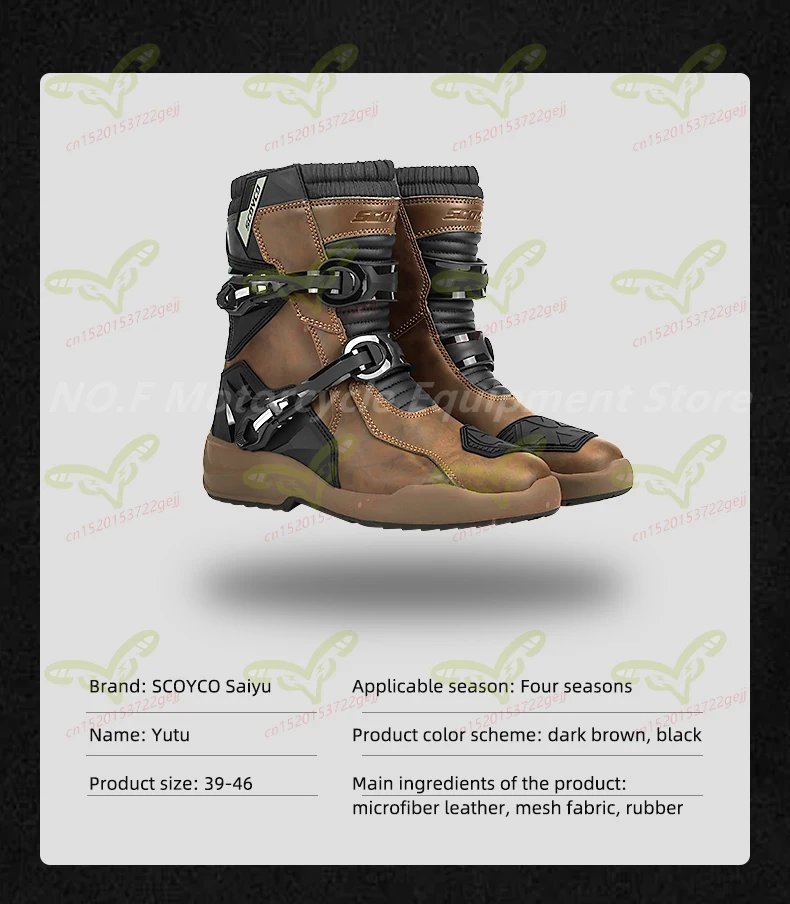 SCOYCO Men's Motorcycle Protective Boots Waterproof Motocross Shoes TPU Leather Anti-slip High Top Boots for Rally Riding