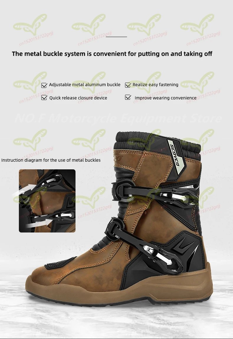 SCOYCO Men's Motorcycle Protective Boots Waterproof Motocross Shoes TPU Leather Anti-slip High Top Boots for Rally Riding
