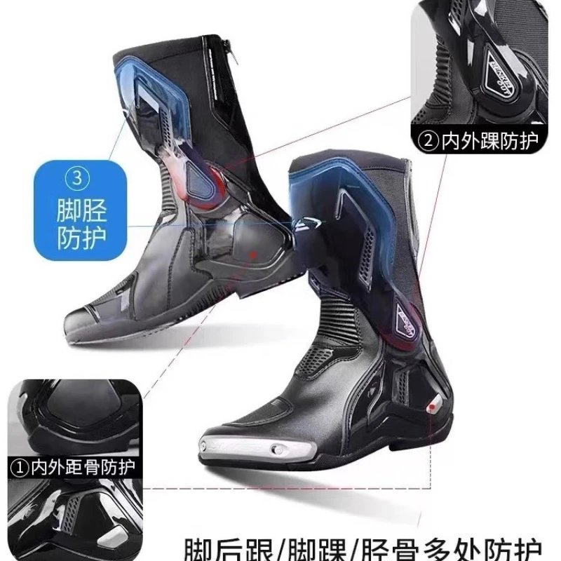 BENKIA Motorcycle Boots Men CE Professional Track Riding Boots Racing Summer AntiCollision Rally Off-Road Botas Para Moto