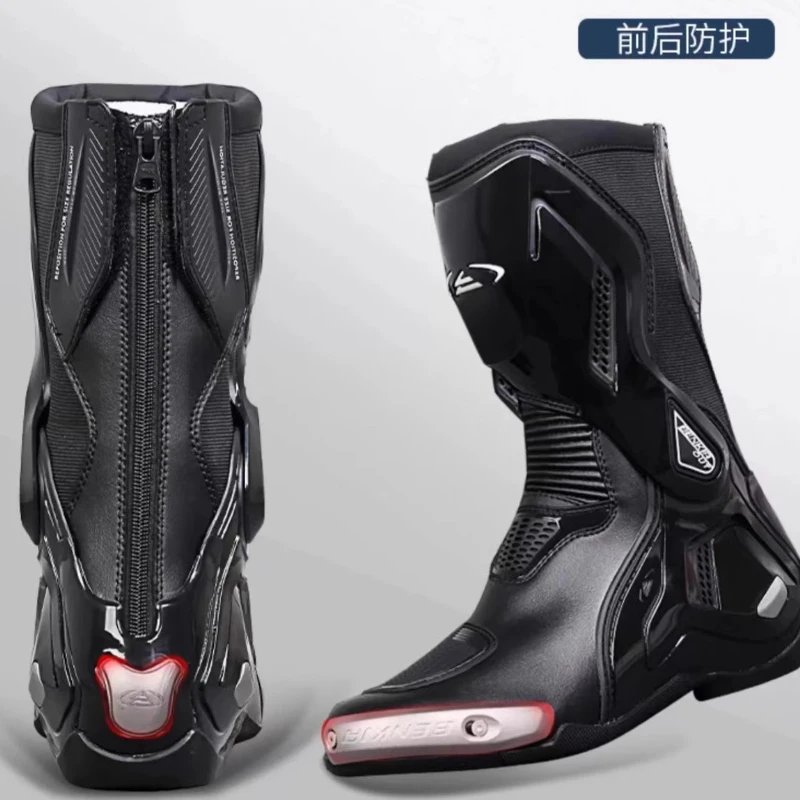 BENKIA Motorcycle Boots Men CE Professional Track Riding Boots Racing Summer AntiCollision Rally Off-Road Botas Para Moto
