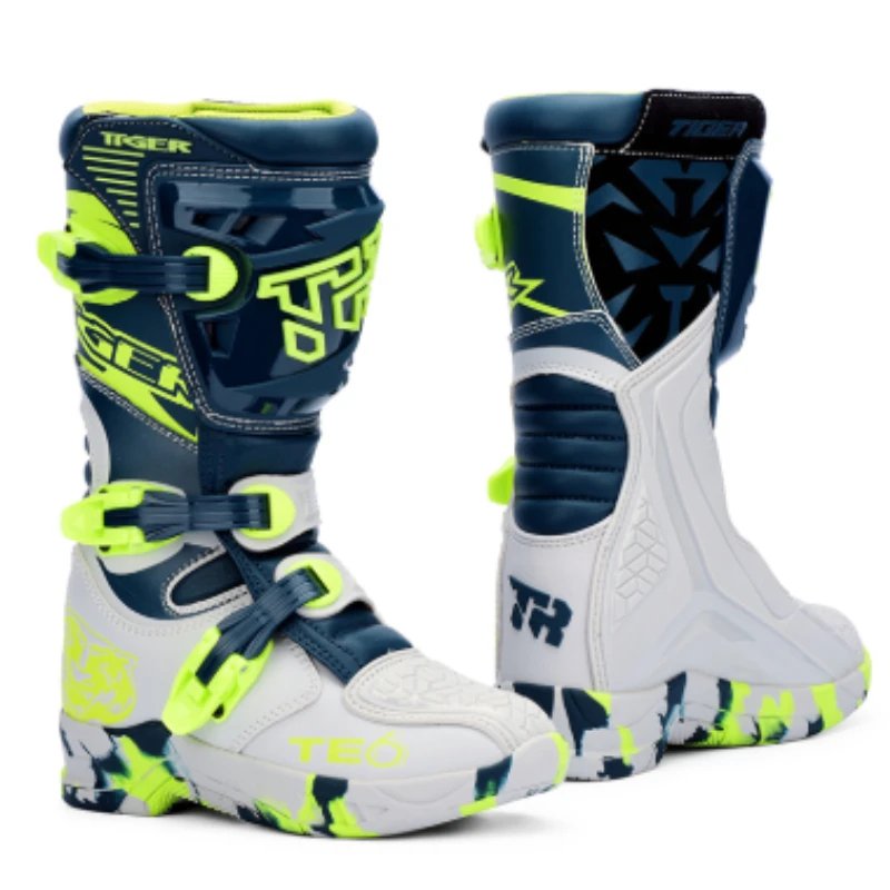 2026 New Kids Motocross Boots Black Off-Road Motorcycle Boot Children Orange Youth Dirt Bike Racing Bota MX Gear For 6-12 Years