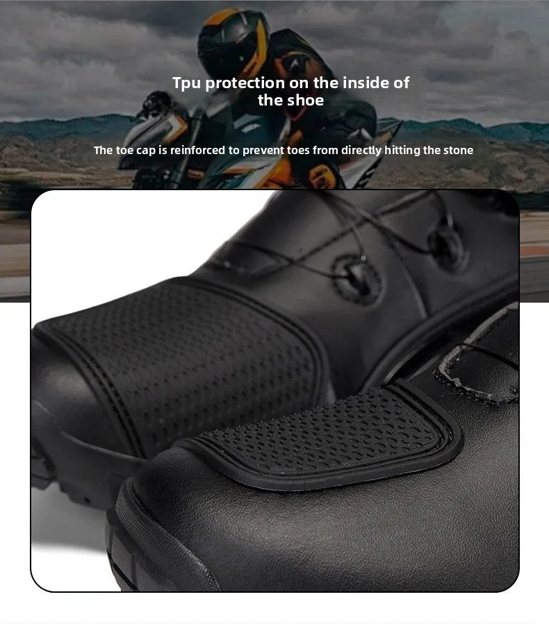 New Men's Motorcycle Shoes Durable Anti-slip Rubber Motorbike Boots TPU Crashproof Motocross Boot Leather Motos Ride Shoes