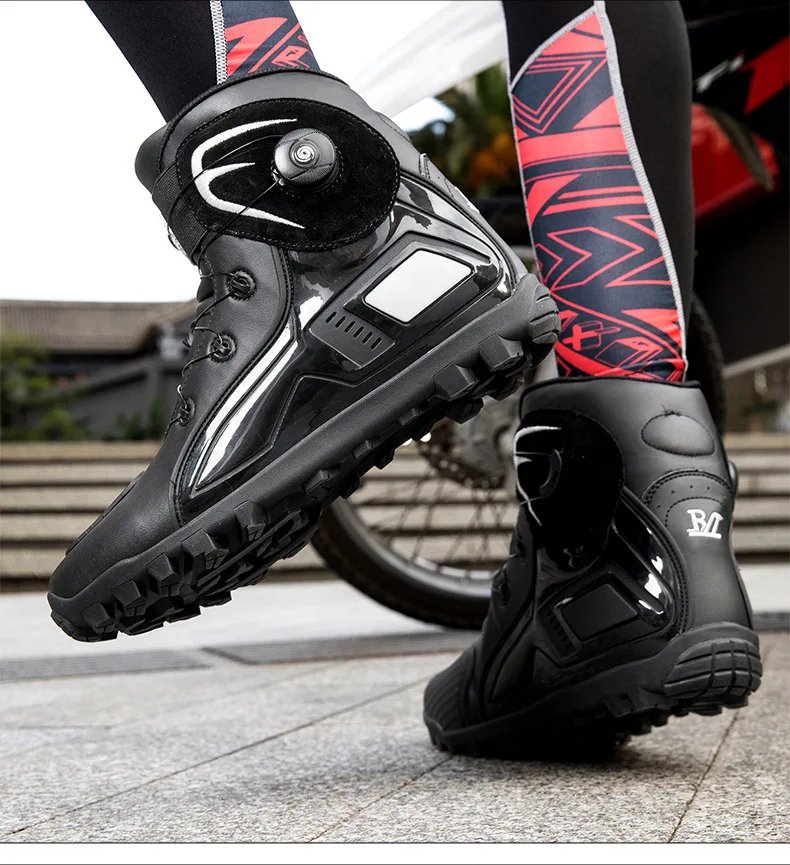 New Men's Motorcycle Shoes Durable Anti-slip Rubber Motorbike Boots TPU Crashproof Motocross Boot Leather Motos Ride Shoes