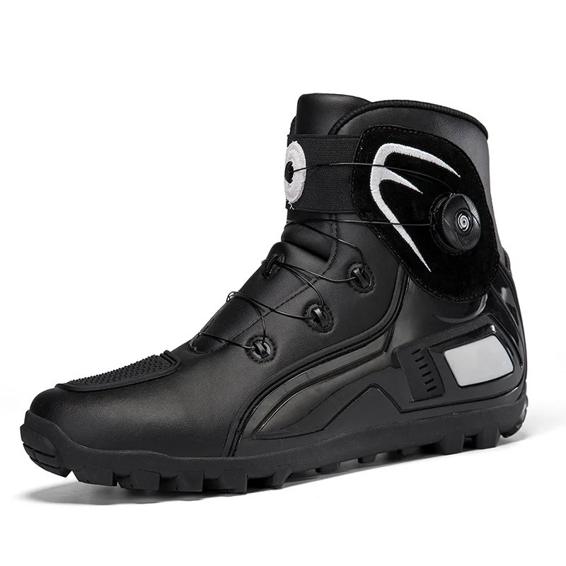 New Men's Motorcycle Shoes Durable Anti-slip Rubber Motorbike Boots TPU Crashproof Motocross Boot Leather Motos Ride Shoes