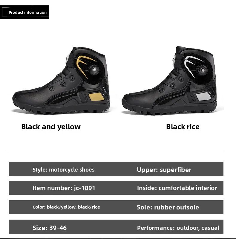 New Men's Motorcycle Shoes Durable Anti-slip Rubber Motorbike Boots TPU Crashproof Motocross Boot Leather Motos Ride Shoes