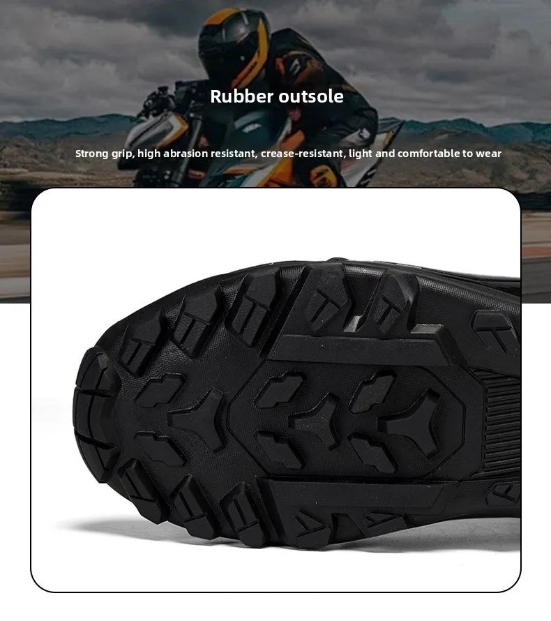 New Men's Motorcycle Shoes Durable Anti-slip Rubber Motorbike Boots TPU Crashproof Motocross Boot Leather Motos Ride Shoes