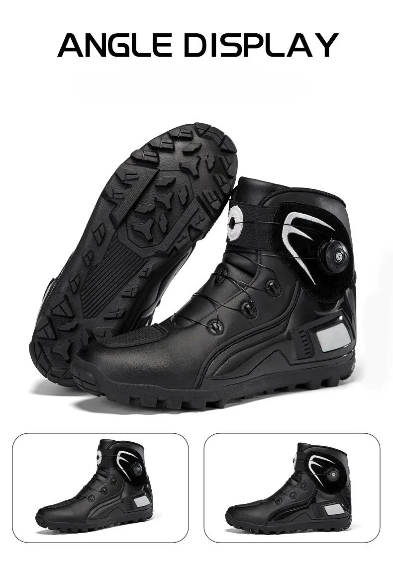 New Men's Motorcycle Shoes Durable Anti-slip Rubber Motorbike Boots TPU Crashproof Motocross Boot Leather Motos Ride Shoes New Men's Motorcycle Shoes Durable Anti-slip Rubber Motorbike Boots TPU Crashproof Motocross Boot Leather Motos Ride Shoes