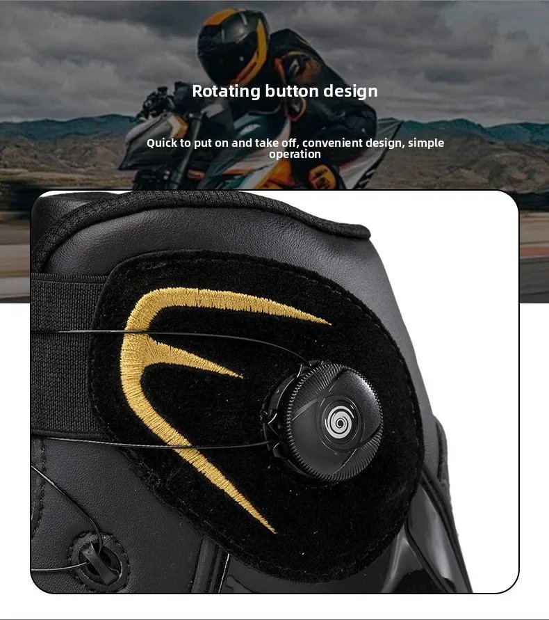 New Men's Motorcycle Shoes Durable Anti-slip Rubber Motorbike Boots TPU Crashproof Motocross Boot Leather Motos Ride Shoes