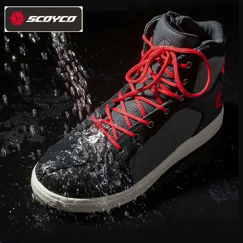 Commuter Motorcycle Waterproof boots SCOYCO MT040WP Motocross non-slip grip Shoes Four Season Breathable wear-resistant Boots