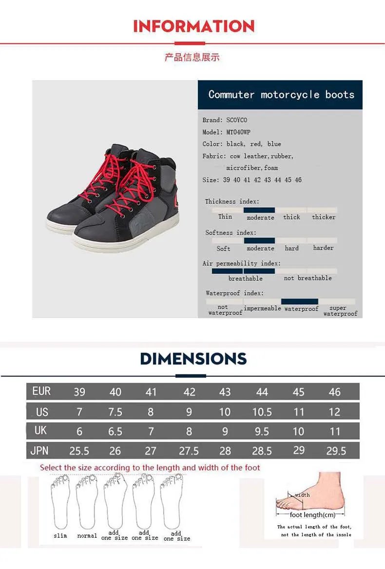 Commuter Motorcycle Waterproof boots SCOYCO MT040WP Motocross non-slip grip Shoes Four Season Breathable wear-resistant Boots Commuter Motorcycle Waterproof boots SCOYCO MT040WP Motocross non-slip grip Shoes Four Season Breathable wear-resistant Boots