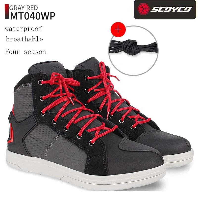 Commuter Motorcycle Waterproof boots SCOYCO MT040WP Motocross non-slip grip Shoes Four Season Breathable wear-resistant Boots