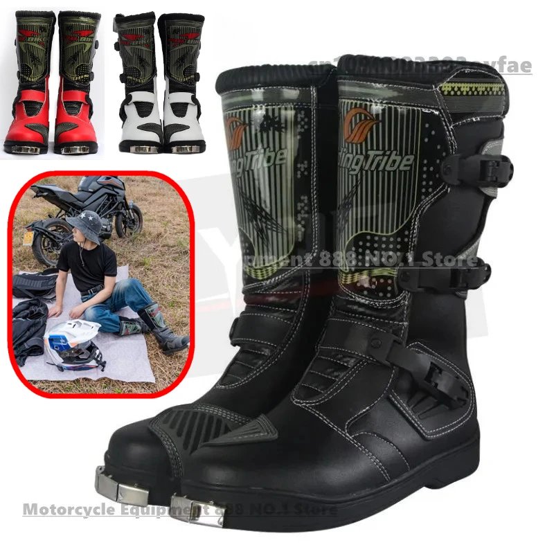 Motorcycle Riding Boots Rain Professional Racing Boot Men Women Crash Fall Protection Off-Road Motorbike Shoes Botas Motocross