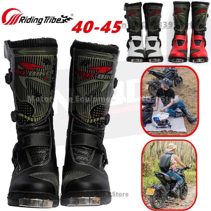 Motorcycle Riding Boots Rain Professional Racing Boot Men Women Crash Fall Protection Off-Road Motorbike Shoes Botas Motocross