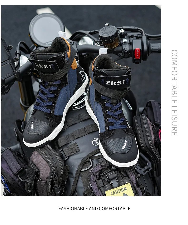 Men Motorcycle Boots Breathable Anti Slip Riding Shoes for Road Racing Casual Biker Gear