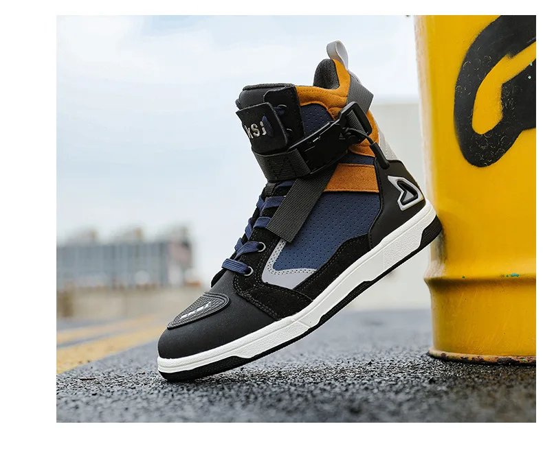 Men Motorcycle Boots Breathable Anti Slip Riding Shoes for Road Racing Casual Biker Gear