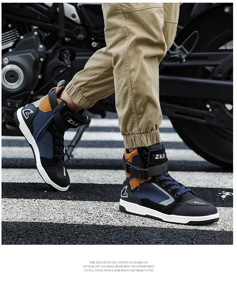 Men Motorcycle Boots Breathable Anti Slip Riding Shoes for Road Racing Casual Biker Gear