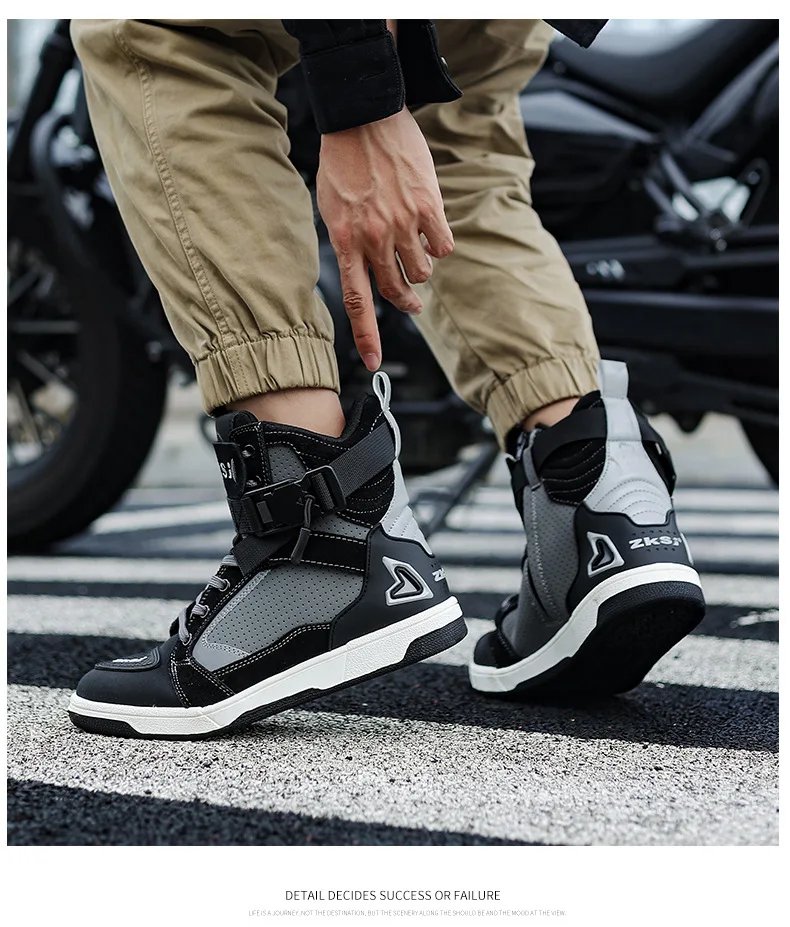 Men Motorcycle Boots Breathable Anti Slip Riding Shoes for Road Racing Casual Biker Gear