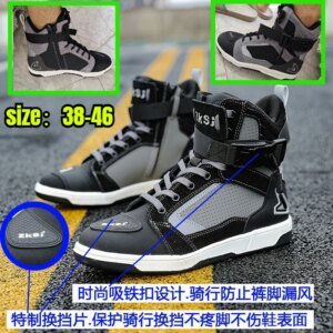Men Motorcycle Boots Breathable Anti Slip Riding Shoes for Road Racing Casual Biker Gear