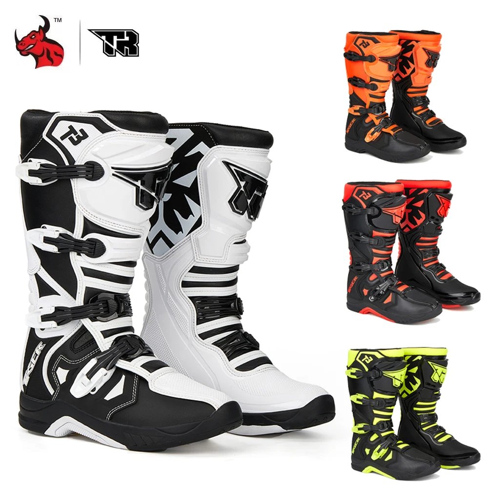 Professional Outdoors Motocross Racing Long Boots  Anti Slip Breathable Motos Shoes Men's Motorcycle Protective Boots