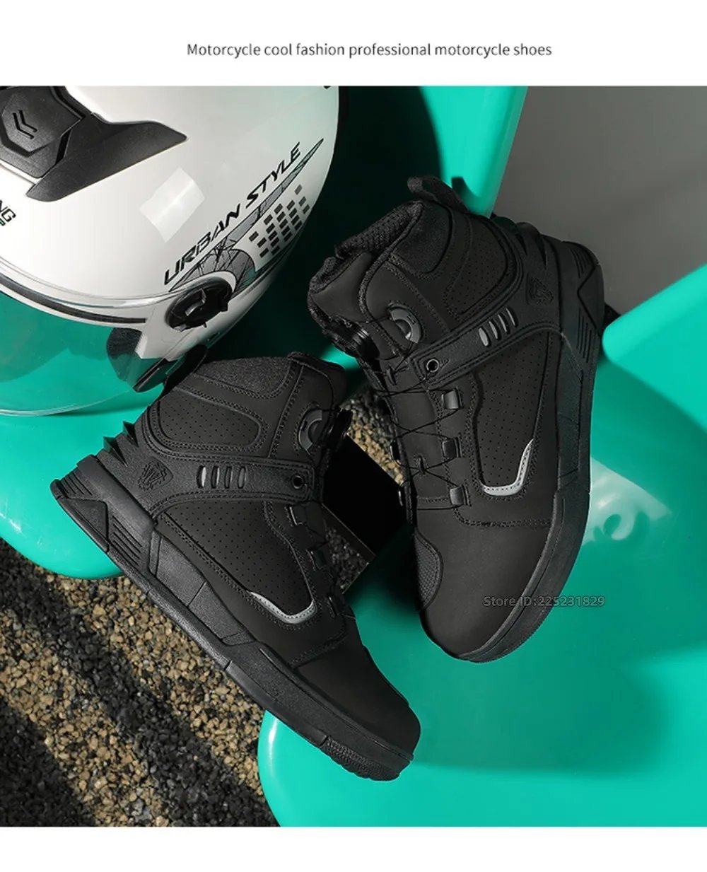 Leather Motorcycle Men's Genuine Moto Protective Ankle Short Boots Motocross Breathable Anti Drop Riding Travel Racing Shoes