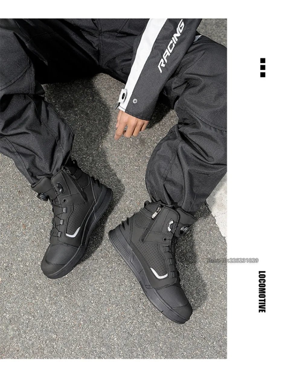 Leather Motorcycle Men's Genuine Moto Protective Ankle Short Boots Motocross Breathable Anti Drop Riding Travel Racing Shoes