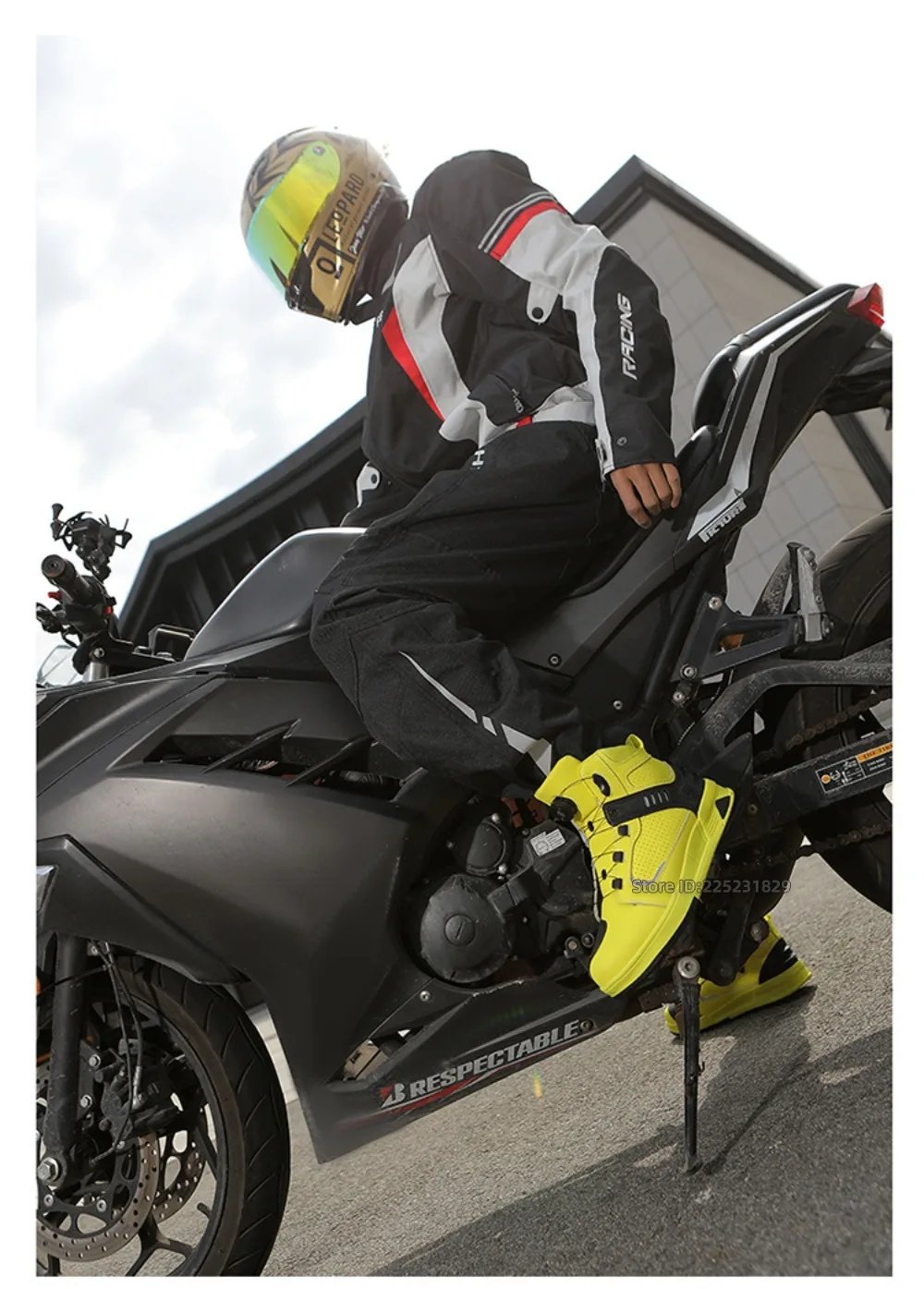 Leather Motorcycle Men's Genuine Moto Protective Ankle Short Boots Motocross Breathable Anti Drop Riding Travel Racing Shoes