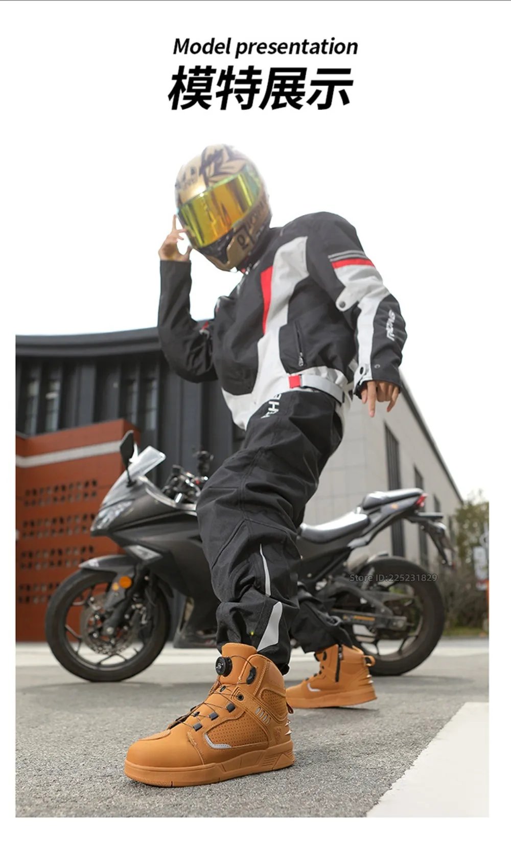 Leather Motorcycle Men's Genuine Moto Protective Ankle Short Boots Motocross Breathable Anti Drop Riding Travel Racing Shoes