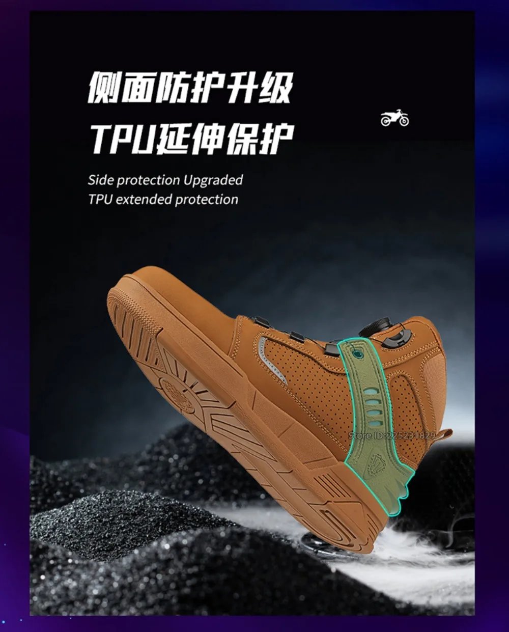 Leather Motorcycle Men's Genuine Moto Protective Ankle Short Boots Motocross Breathable Anti Drop Riding Travel Racing Shoes