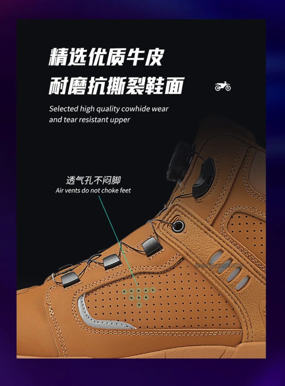Leather Motorcycle Men's Genuine Moto Protective Ankle Short Boots Motocross Breathable Anti Drop Riding Travel Racing Shoes