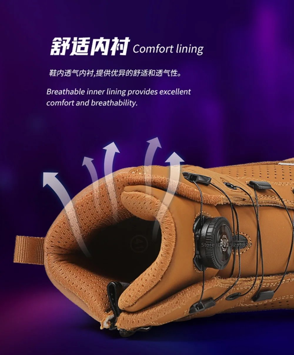 Leather Motorcycle Men's Genuine Moto Protective Ankle Short Boots Motocross Breathable Anti Drop Riding Travel Racing Shoes